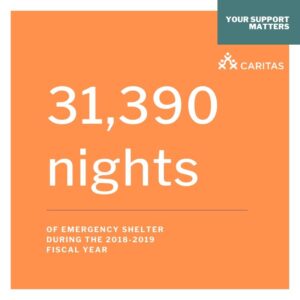 31,390 nights of emergency shelter provided during the 2018-2019 fiscal year