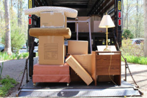 furniture piled up for donation to caritas