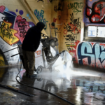 Power washing of caritas building