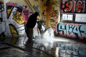 Power washing of caritas building
