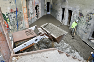 machinery with new concrete for cartias building